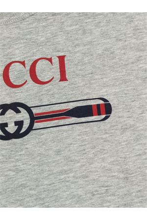 Light grey cotton jersey Navy trim T-shirt GUCCI KIDS | 548140XJGY31151